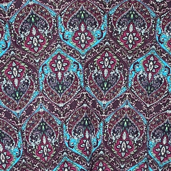 Chadwicks Paisley Long Sleeve Button Down Blouse Size 18 Teal Purple Stretch - Picture 11 of 11